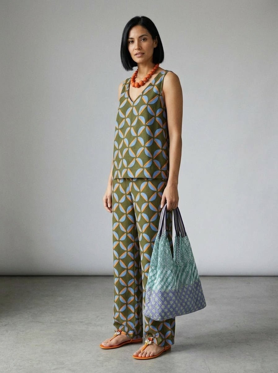 Pantaloni Niu stampati kaki