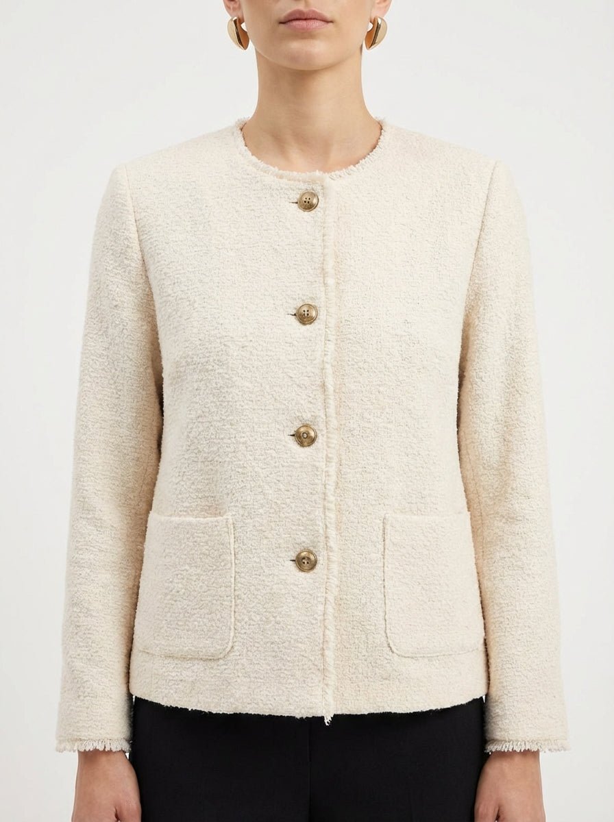 Chaqueta Base Milano Cuello Redondo Botones Cruda