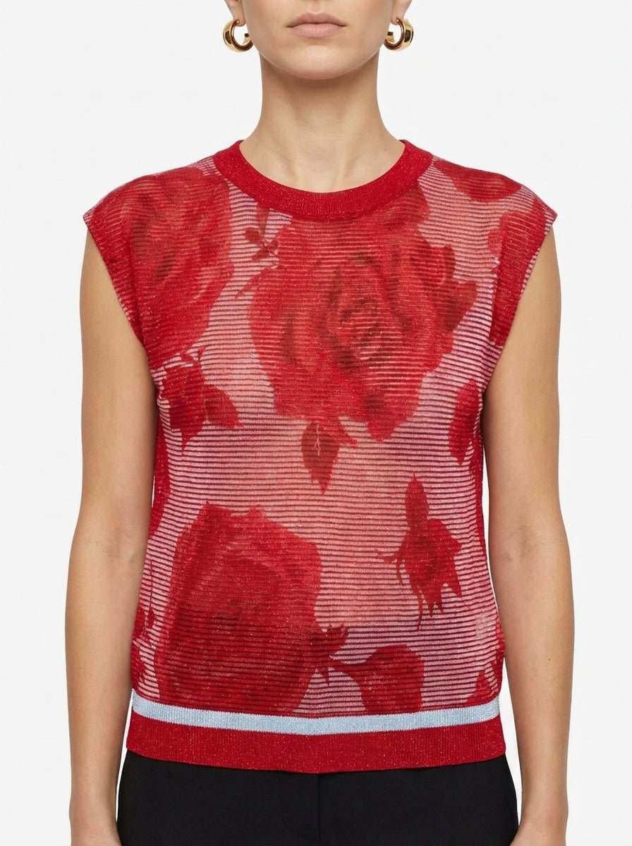 Top Byu Punto Estampado Rojo