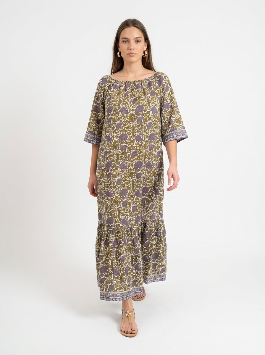 Vestido Mondo e Colori Seda Estampado Flores Dalia