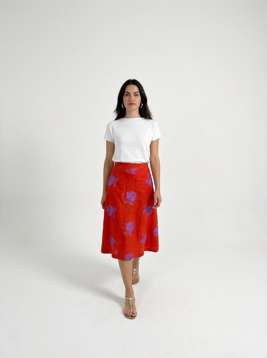 Falda Justmine Acampanada Bordada