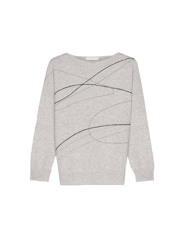 Jersey en gris con bordado abstracto de Fabiana Filippi