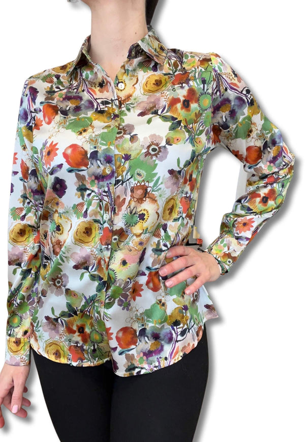 Chemise à fleurs en soie Monika Varga