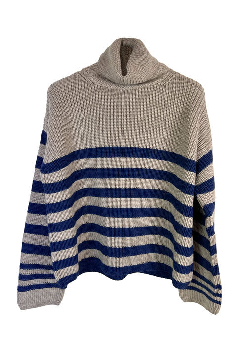 Whyci Striped High Neck Sweater