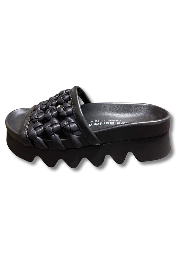 Sandale plate noire Bonfanti