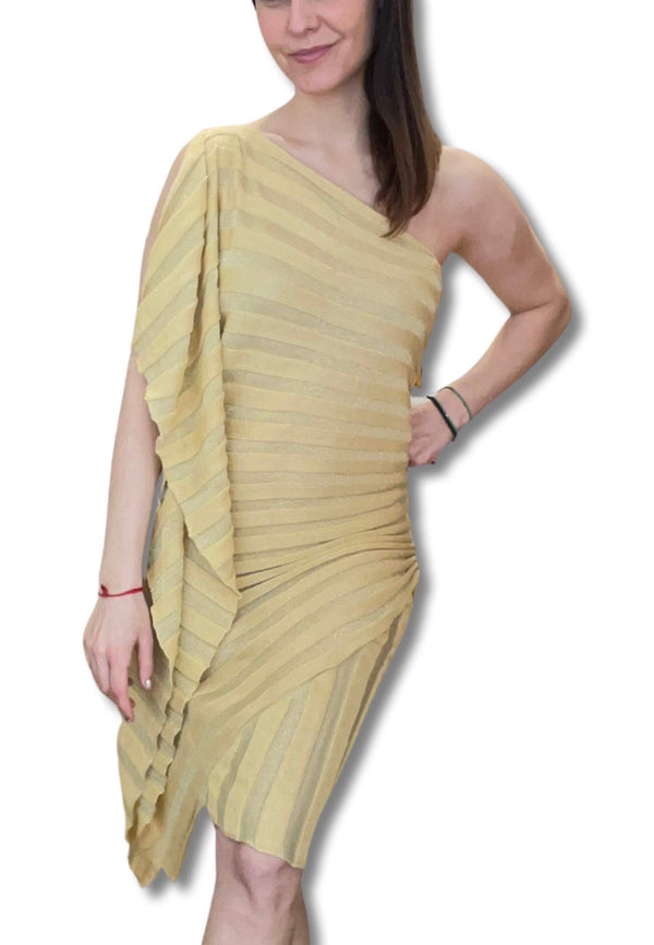 Cecilia Prado Golden Asymmetric Knit Dress