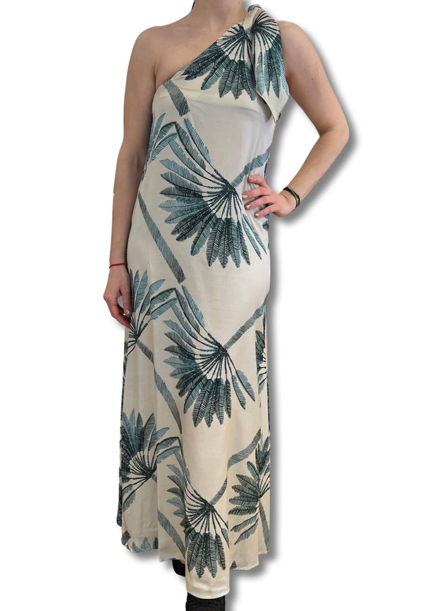 Diega Dress Tied to the Neck Palm Trees